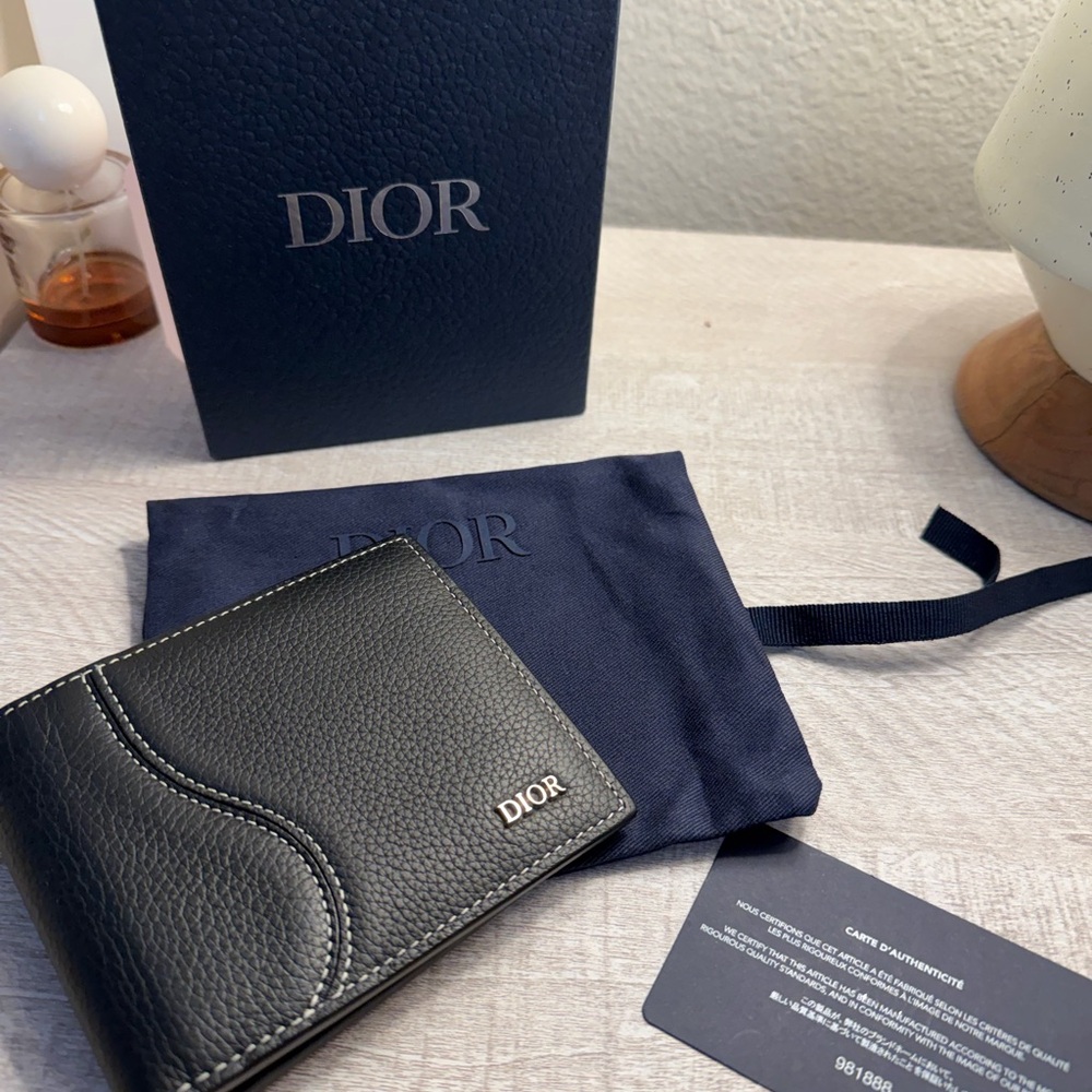 Dior Black Textured Leather Card Holder